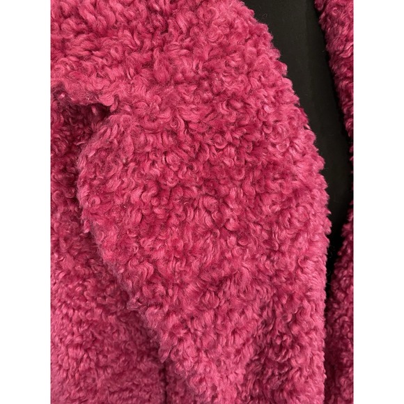 Calvin Klein Pink Faux Fur Coat Women Size Large Black Lined Jacket - Picture 2 of 15